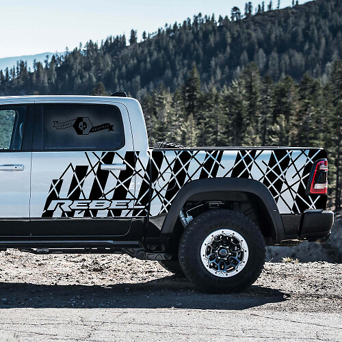 Juego de vinilos con franjas laterales estilo Caótico para Dodge Ram Rebel 2021+