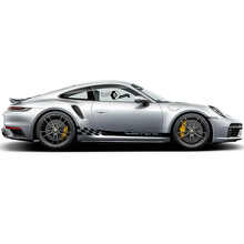 Kit de vinilos adhesivos de franjas con letras de marca para Porsche 911 Turbo S, de lado completo_2