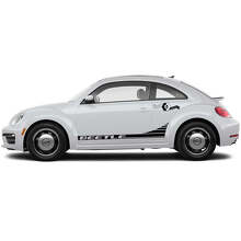 Juego de pegatinas de vinilo con letras de marca y franjas laterales de carreras para Volkswagen Beetle_5