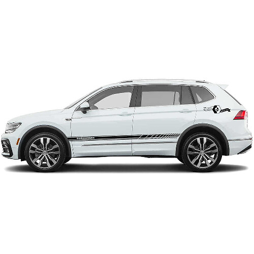 Juego de vinilos adhesivos de franjas laterales estilo racing para Volkswagen Tiguan