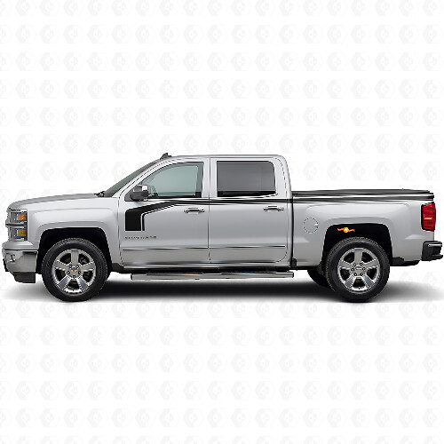 Kit de Vinilo para Lados con Contorno Inferior Estilo Palo de Hockey para Chevy Silverado 1500 2014+_1