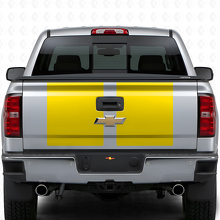 Kit de vinilos con franjas dobles anchas para capó y puerta trasera para Chevrolet Silverado 2014-15_10