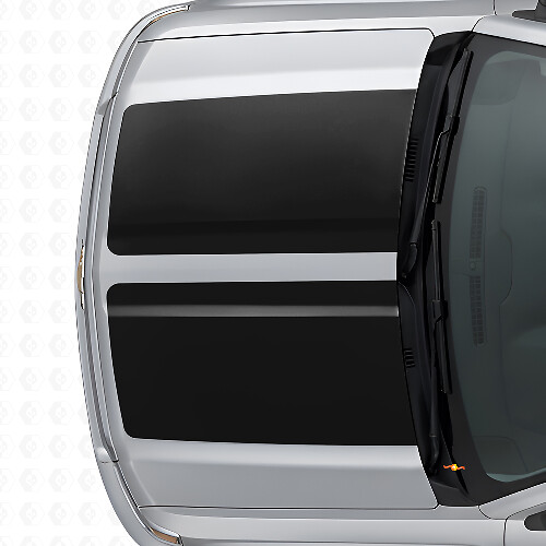 Kit de vinilos con franjas dobles anchas para capó y puerta trasera para Chevrolet Silverado 2014-15_1