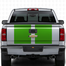 Kit de vinilos con franjas dobles anchas para capó y puerta trasera para Chevrolet Silverado 2014-15_6