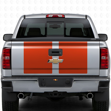 Kit de vinilos con franjas dobles anchas para capó y puerta trasera para Chevrolet Silverado 2014-15_8