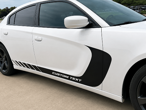 Vinilo adhesivo decorativo de franja lateral personalizada con texto personalizado para sedán deportivo de 4 puertas para Dodge Charger