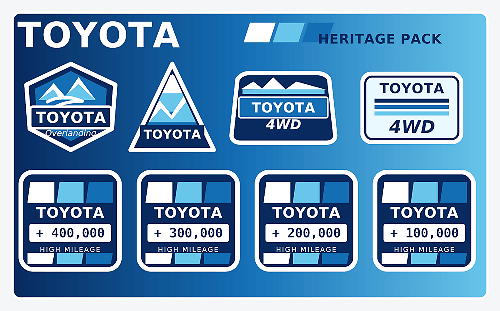 Pegatinas de vinilo retro de alta duración Toyota Heritage Azul Claro Azul Claro Blanco Juego de calcomanías gráficos