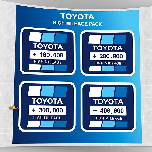 Pegatinas de gráfica retro vintage en azul heritage para Toyota de alto kilometraje