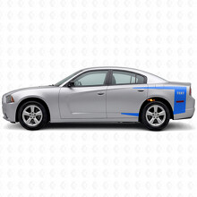 Calcomanía adhesiva de vinilo con franjas de acento de texto personalizado para cofre de Dodge Charger 2011-2014_2