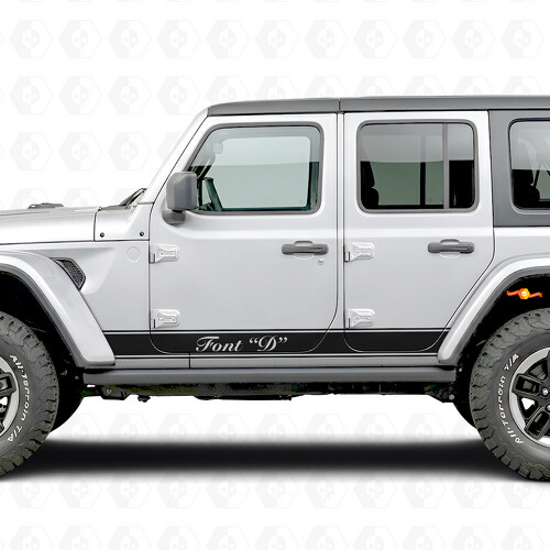 Calcomanía de vinilo lateral con franjas de contorno personalizadas para Jeep Wrangler 2018-2027