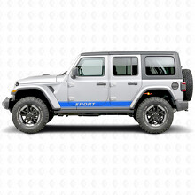 Calcomanía de vinilo lateral con franjas de contorno de letras deportivas para Jeep Wrangler 2018-2027_3
