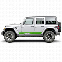 Calcomanía de vinilo lateral con franjas de contorno de letras deportivas para Jeep Wrangler 2018-2027_5
