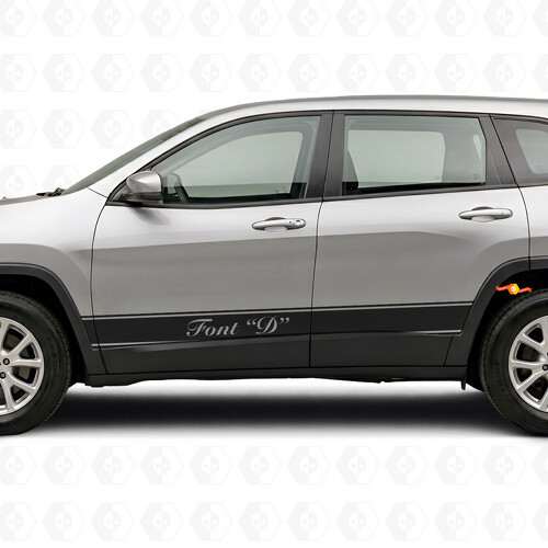 Vinilo adhesivo lateral de rayas contorneadas personalizadas para Jeep Cherokee 2014-2023_1