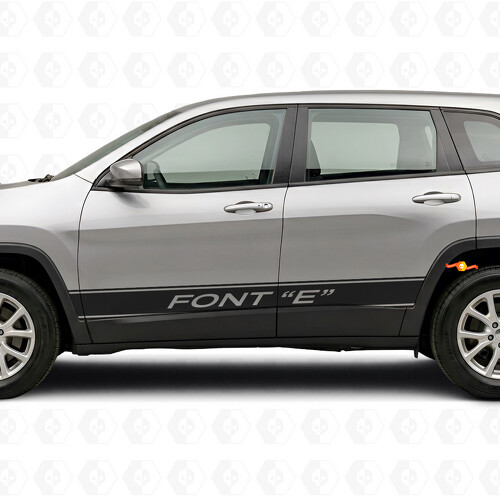 Calcomanía de vinilo lateral con rayas y contorno de texto personalizado para Jeep Cherokee 2014-2023