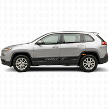 Calcomanía de vinilo lateral con rayas y contorno de texto personalizado para Jeep Cherokee 2014-2023_2
