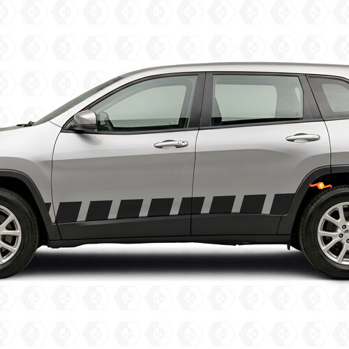 Calcomanía Vinilo Lateral con Rayas de Estilo Bloque para Jeep Cherokee 2014-2023