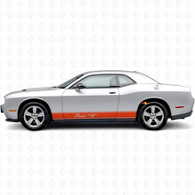 Vinilo adhesivo con franjas de contorno y texto personalizado para paneles laterales de Dodge Challenger_4