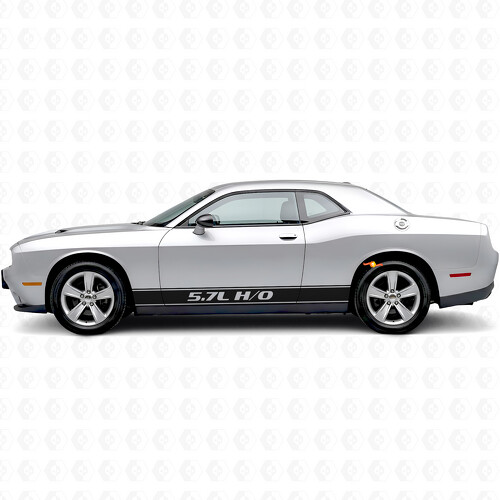 5.7L H/O Rayas de contorno Pegatina de vinilo para paneles laterales para Dodge Challenger