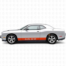 Calcomanía adhesiva de vinilo con franjas rectas H/O 5.7L para paneles laterales para Dodge Challenger_5