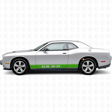 Pegatina de vinilo con franjas contorneadas 6.1L H/O para paneles laterales de Dodge Challenger_3