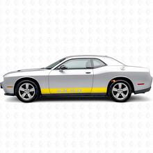 Pegatina de vinilo con franjas contorneadas 6.1L H/O para paneles laterales de Dodge Challenger_5