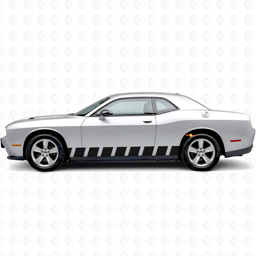 Pegatinas laterales de vinilo con franjas estilo bloque para Dodge Challenger