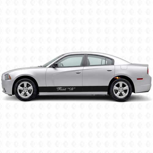 Calcomanía de vinilo lateral con rayas rectas y texto personalizado para Dodge Charger 2011-2014