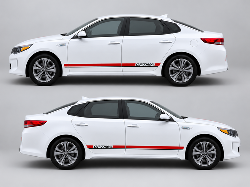 Juego de Calcomanías de Vinilo con Letras Optima para Laterales Inferiores para Kia Optima – Pegatina de Coche Estilizada