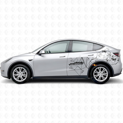 Pegatina adhesiva de vinilo lateral estilo triángulo Future In Motion para Tesla Model Y