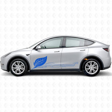 Pegatina de vinilo estilo circuito de energía verde para la puerta lateral del Tesla Model Y_2