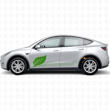 Pegatina de vinilo estilo circuito de energía verde para la puerta lateral del Tesla Model Y_3