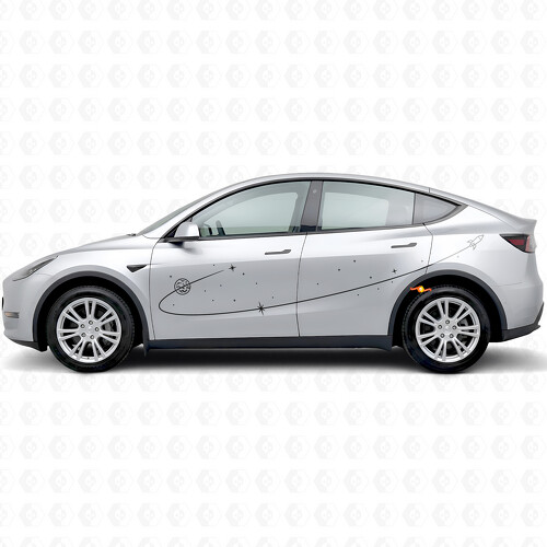 Pegatina de vinilo lateral Space Route para Tesla Model Y