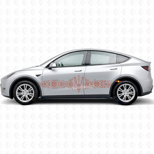 Calcomanía vinilo lateral con adorno ucraniano en estilo techno para Tesla Model Y_4