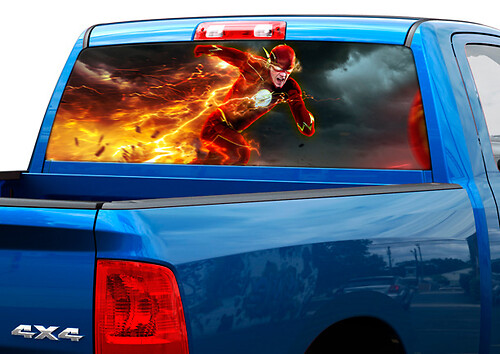 Adhesivo de vinilo para ventana trasera Flash DC Comics para camiones pick-up y SUVs
