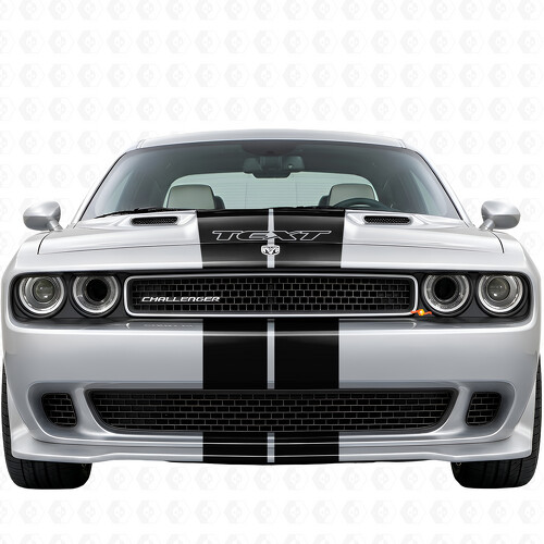 Juego completo de vinilo con rayas dobles y texto personalizado para Dodge Challenger 2008-2014