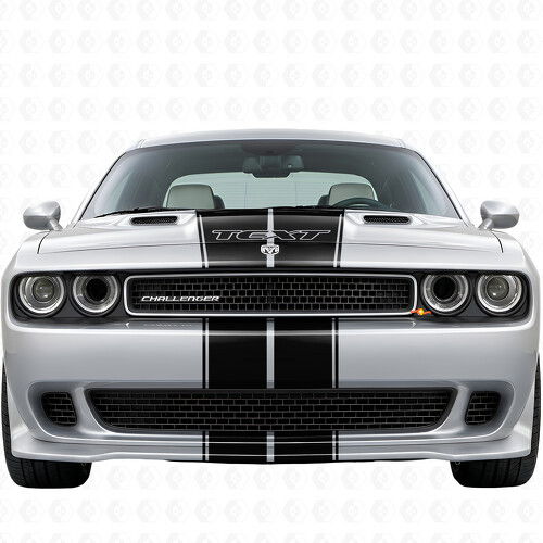 Kit completo de vinilo con franjas de contorno doble y texto personalizado para Dodge Challenger 2008-2014