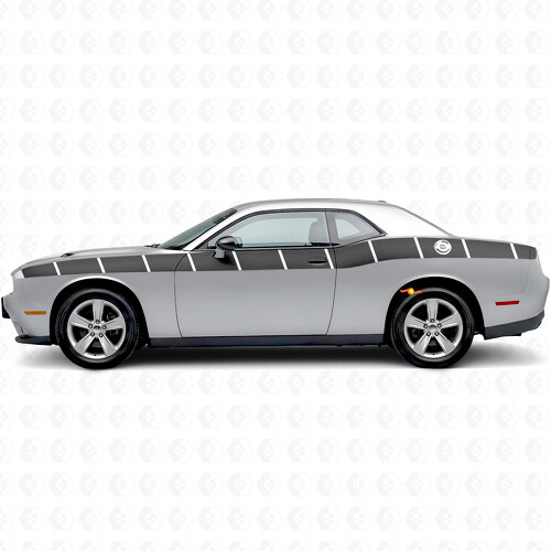 Calcomanía vinilo lateral con franjas estilo estroboscópico para Dodge Challenger