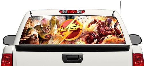 Vinilo adhesivo para ventana trasera Flash y Reverse-Flash de DC Comics para camiones