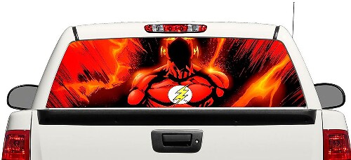 Calcomanía de vinilo para ventana trasera de Flash DC Comics para camiones