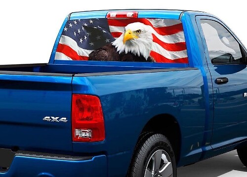Calcomanía de vinilo de bandera American Eagle para ventana trasera de camionetas y SUV