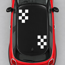 Calcomanía adhesiva de vinilo para techo con esquinas a cuadros para MINI Cooper 2014_2