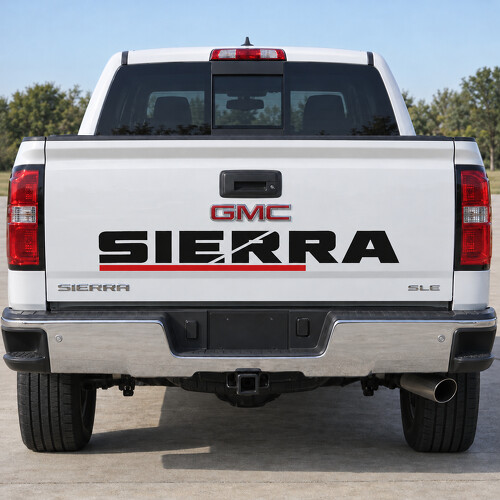 Pegatina vinilo adhesiva <i>inline crosscut</i> para portón trasero de GMC Sierra_1