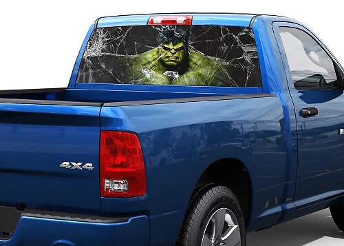 Calcomanía para ventana trasera rota estilo Hulk para camioneta SUV