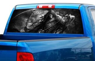 Grim reaper calavera color o B/W ventana trasera gráfico calcomanía camión SUV