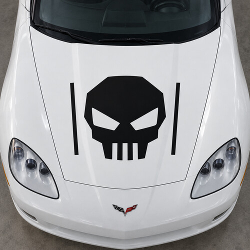 Pegatina de vinilo de capó tipo araña con calavera para Chevrolet Corvette C6 2005-2013_1