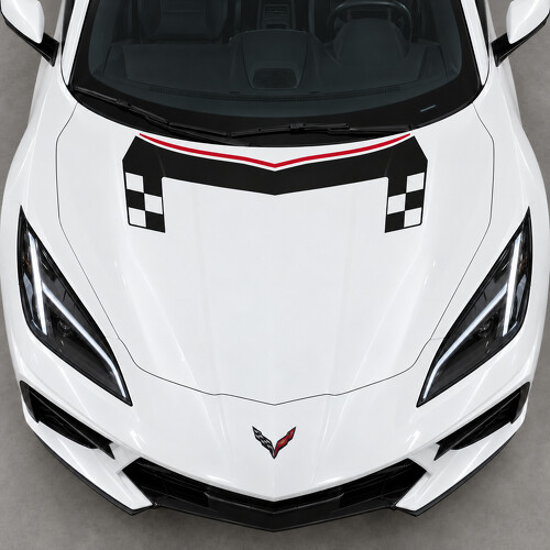 Calcomanía de vinilo con diseño de puente a cuadros para capó C8 Stingray Chevrolet Corvette 2020_1