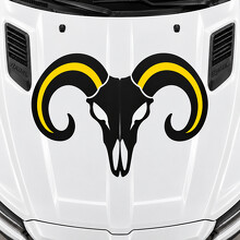 Calcomanía de vinilo con calavera de cuernos abiertos para capó DT Rebel para RAM 1500 2019_2