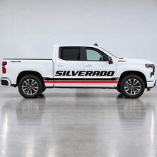 Calcomanía de vinilo lateral con rieles cepillo tipo abierto RST para cabina doble Chevrolet Silverado 2024_2