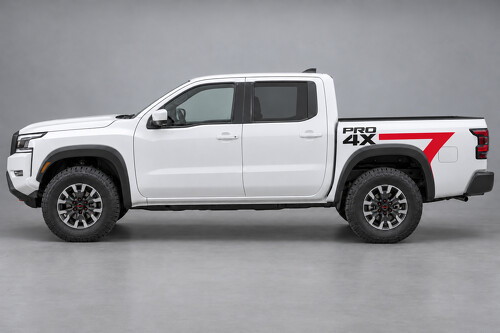 Adhesivo de vinilo apilado PRO-4X Crew Cab cama corta para el lateral de la caja Nissan Frontier 2024_1
