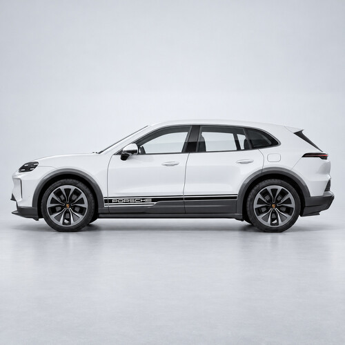 Pegatina adhesiva de vinilo con franjas de marca para paneles laterales del Porsche Cayenne Eléctrico